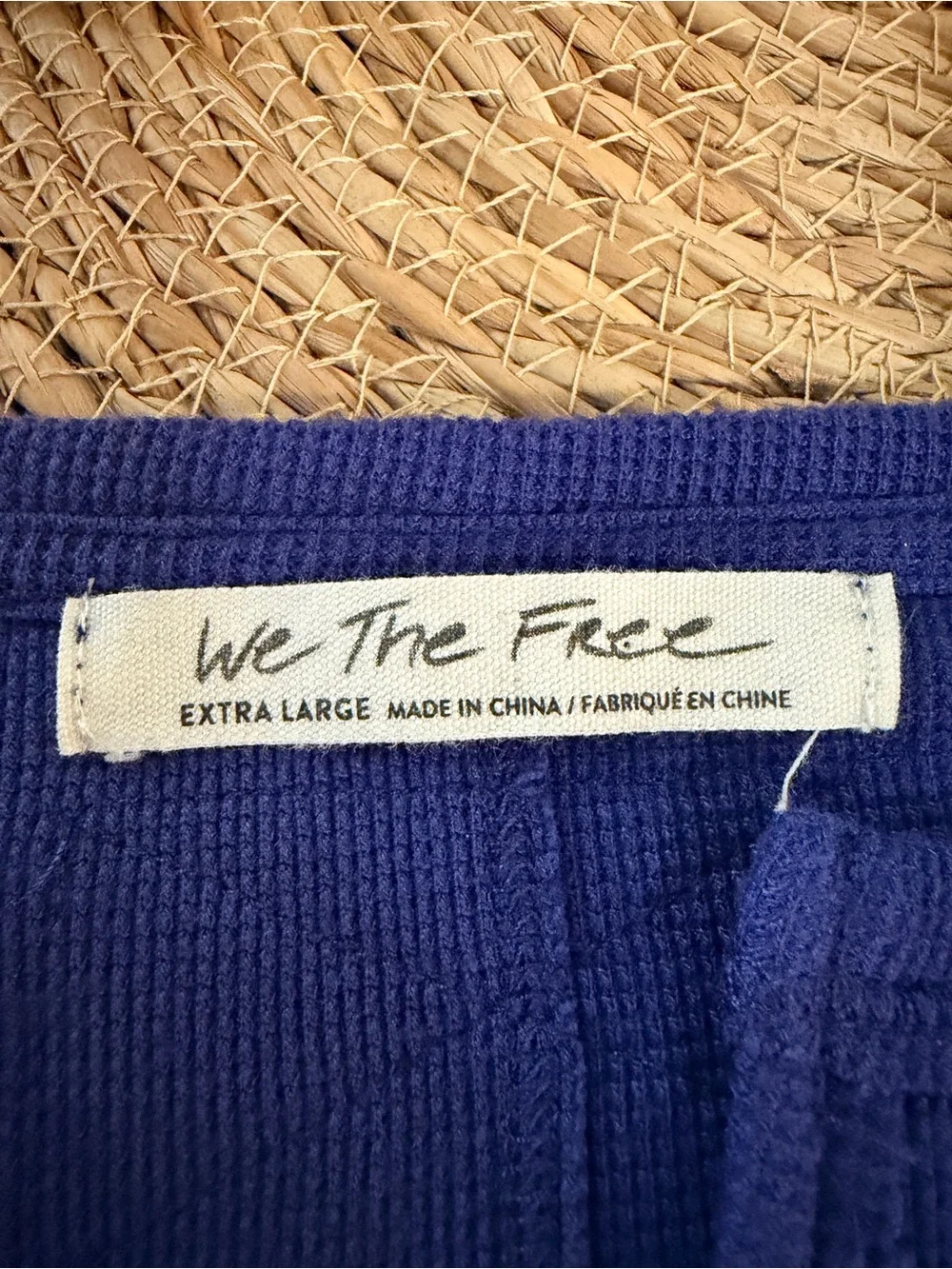 We The Free Deep Navy Long Sleeve Top with Patterned Sleeve Panels - Picture 4 of 4